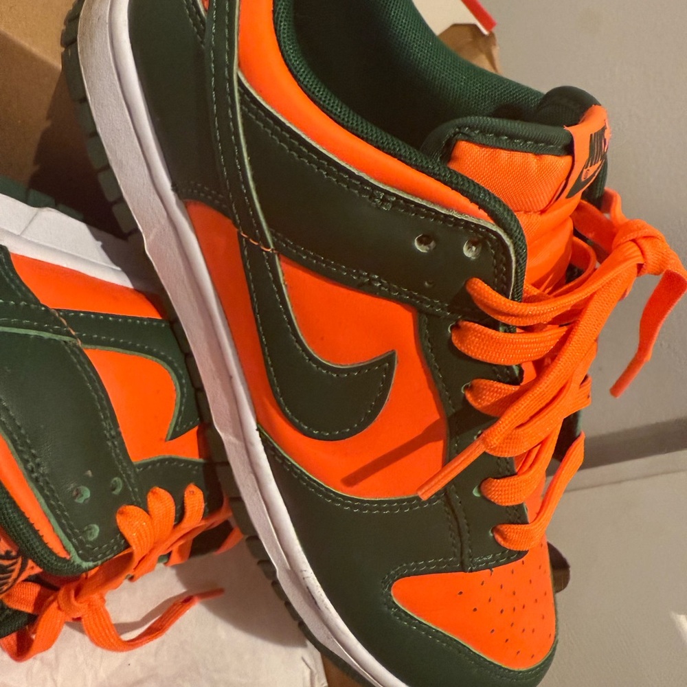Nike Orange and Green Sneakers Classic Dunk Silhouette